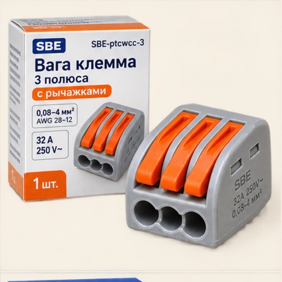 Вага клемма 3 пол. с рычажками SBE-ptcwcc-3