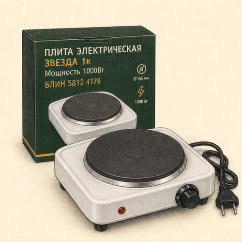 Плита электр. Звезда 1к Мощность 1000Вт Блин 5812 4179
