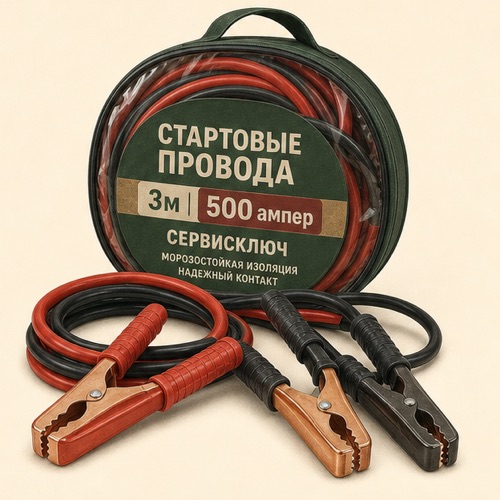 Стартовые провода 3м 500 ампер СЕРВИСКЛЮЧ