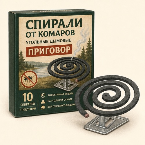 Спирали от комаров угольные дымовые Приговор