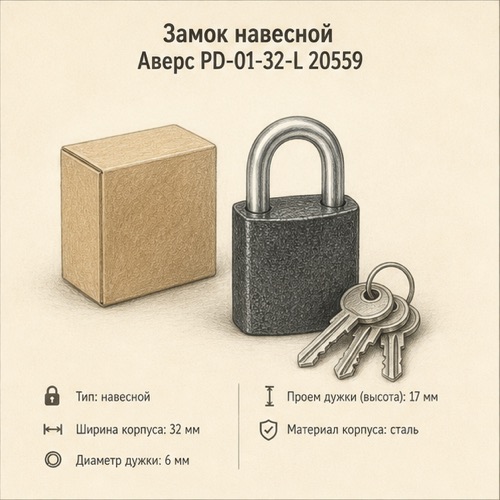 Замок навесной Аверс PD-01-32-L 20559