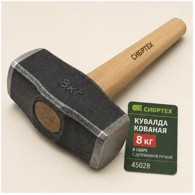 Кувалда кованая 8кг в сборе с дер. ручкой 45028