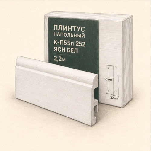 Плинтус напольный К-П55п 252 ЯСН БЕЛ 2,2м