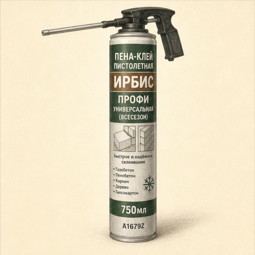 Пена-клей пистолетная Ирбис ПРОФИ 750мл A1679Z унив. (всесезон)