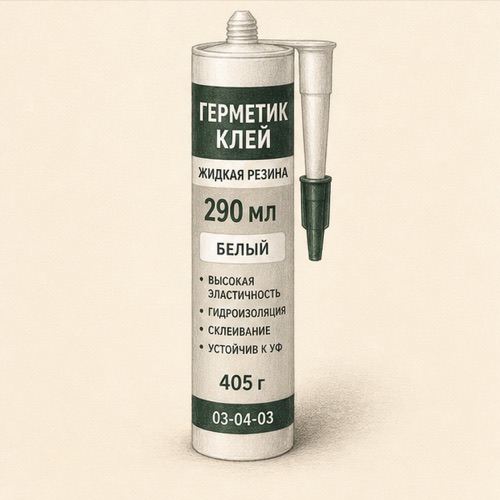 Герметик клей КИМ ТЕК 290мл белый жидкая резина (405г) 03-04-03