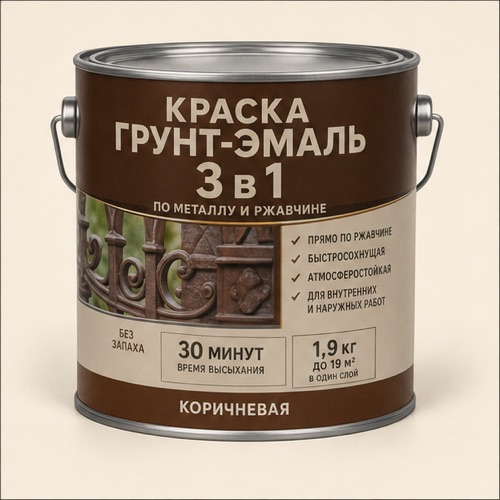 Эмаль по ржавчине Радуга 2,7кг серая 00000002523