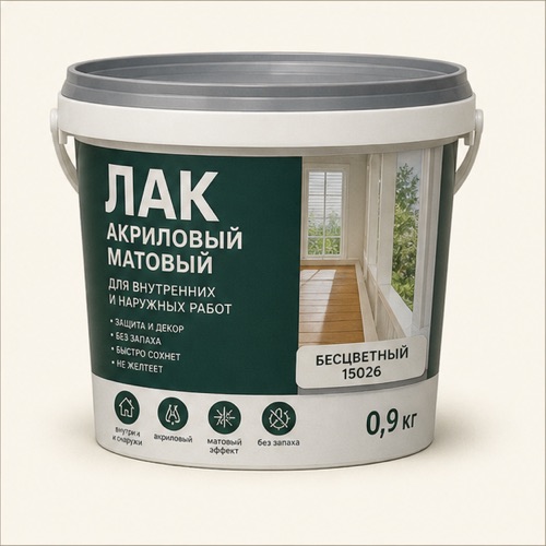 Лак акриловый ВГТ матовый 0,9кг (бесцветный) вн/нар 15026