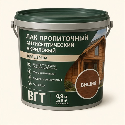 Лак пропиточный антисептический акриловый ВГТ 0,9кг (дуб) 15067