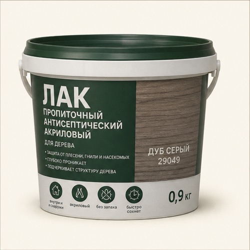 Лак пропиточный антисептический акриловый ВГТ 0,9кг (дуб серый 29049