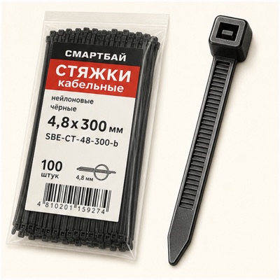 Стяжки белые 4,8х250 Смартбай 48-250-w