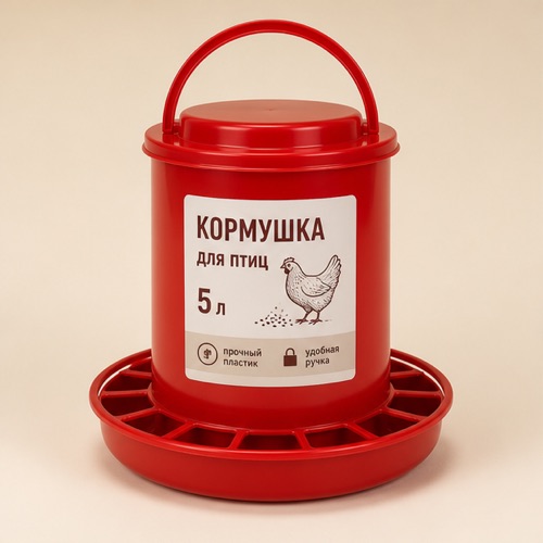 Кормушка 5л для птиц красная