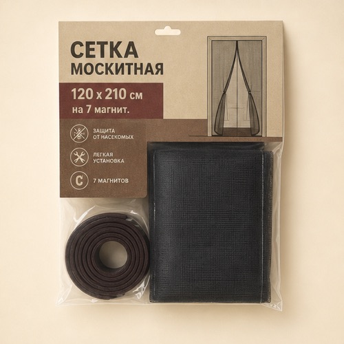 Сетка антимоскитная 120х210см на 7 магнит.