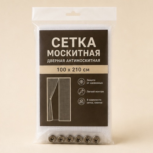 Сетка антимоскит. 100х210см 10 кноп. 103715