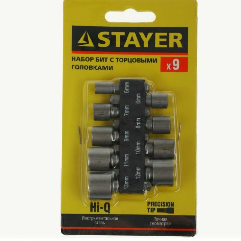 Биты набор с торцевыми головками 9шт Стаер 26089-Н9