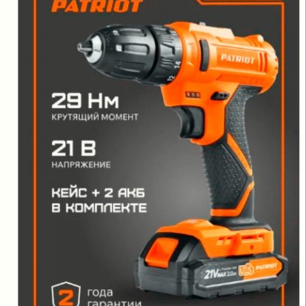 Дрель-шуруповёрт аккумуляторная Патриот BR189UES 21В 0-1400об/мин