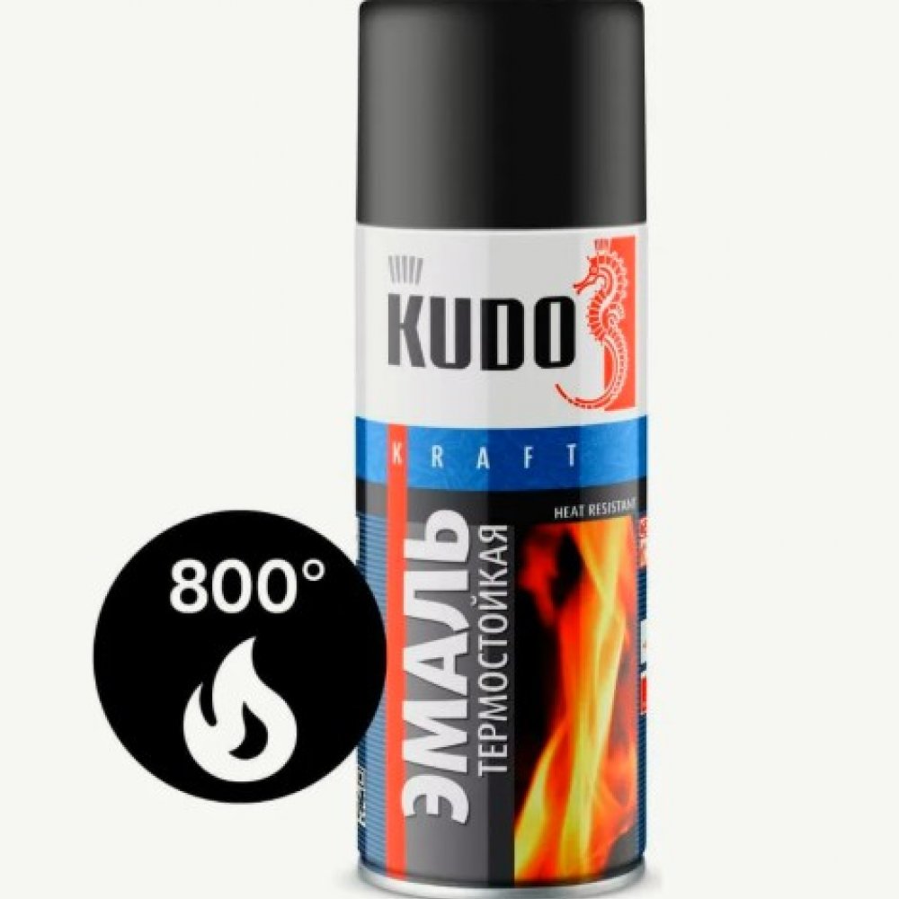 Эмаль аэрозоль КУДО чёрная термостойкая KU-5002 520мл