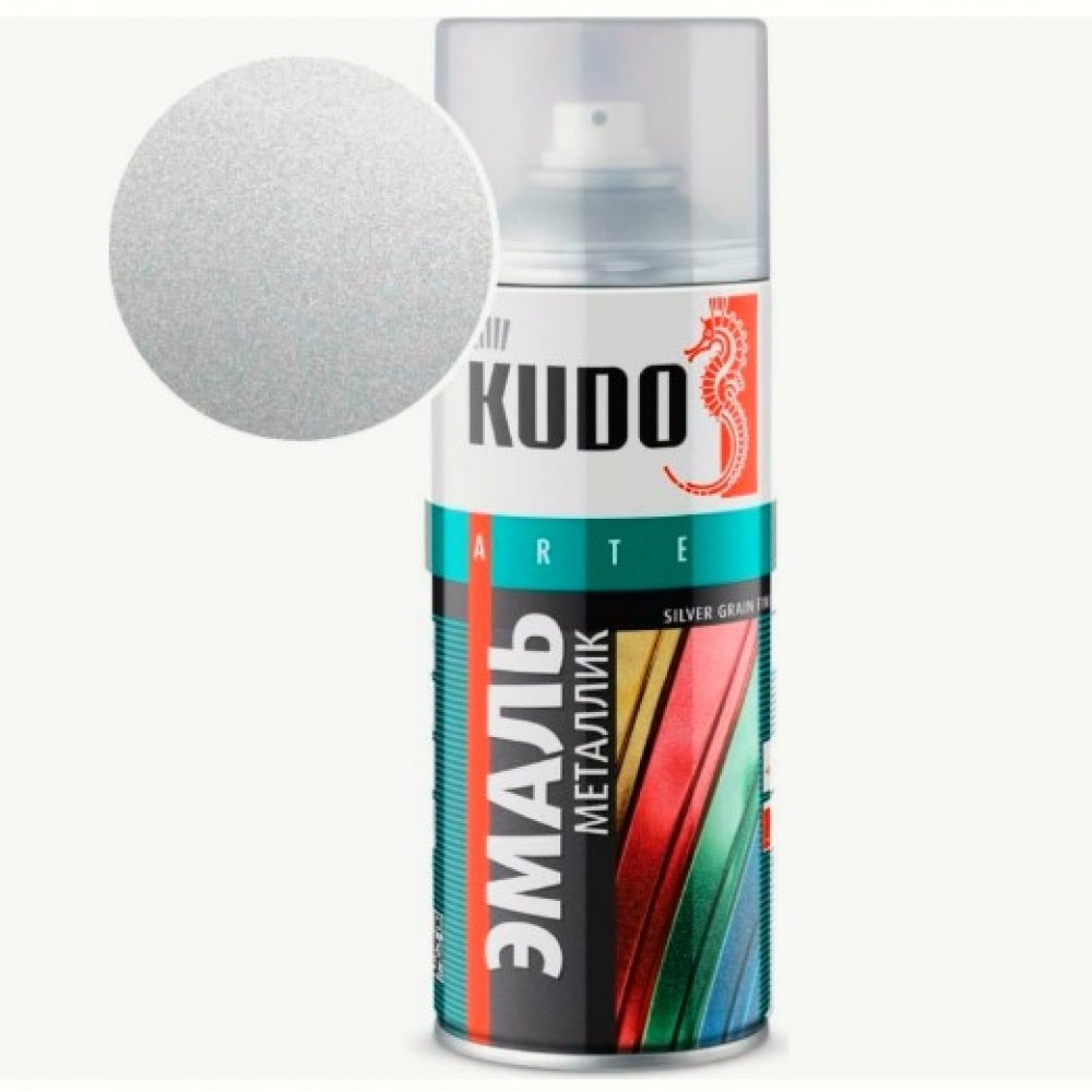 Эмаль аэрозоль КУДО металлик серебро KU-1026 520мл