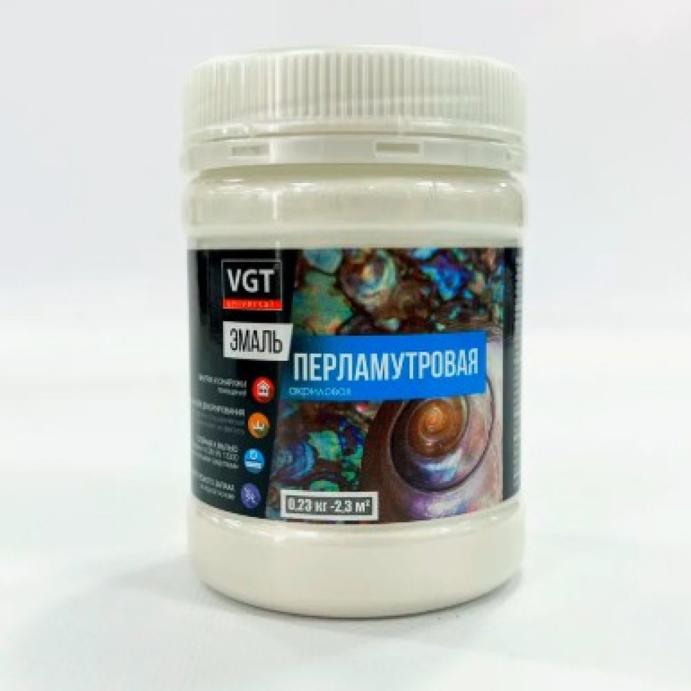 Эмаль Перламутровая ВГТ акриловая глянцевая 0,23кг серебристо-белая 12969
