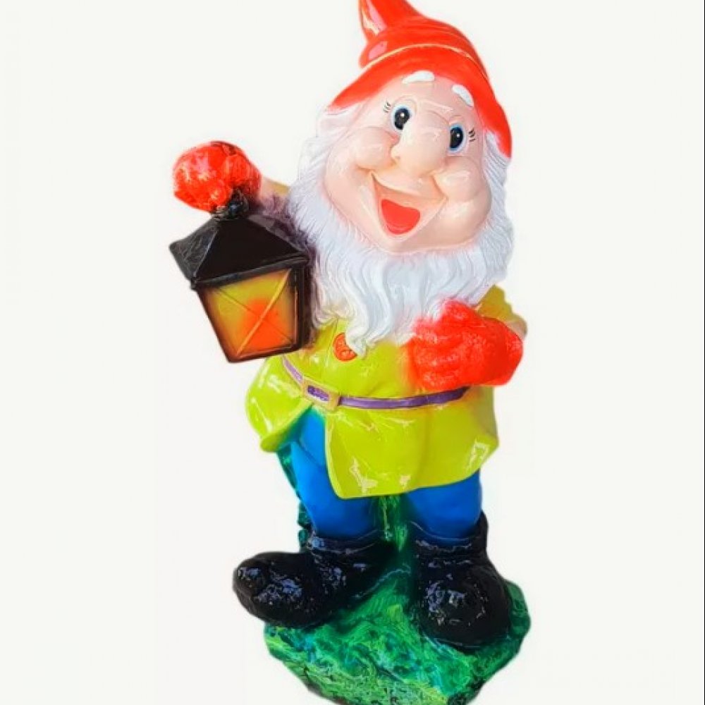 Фигурка Гипс Гном с фонариком 