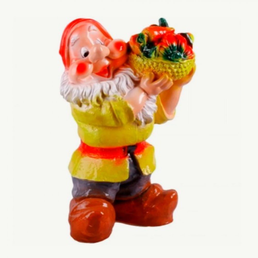 Фигурка Гипс Гном с корзинкой овощей 