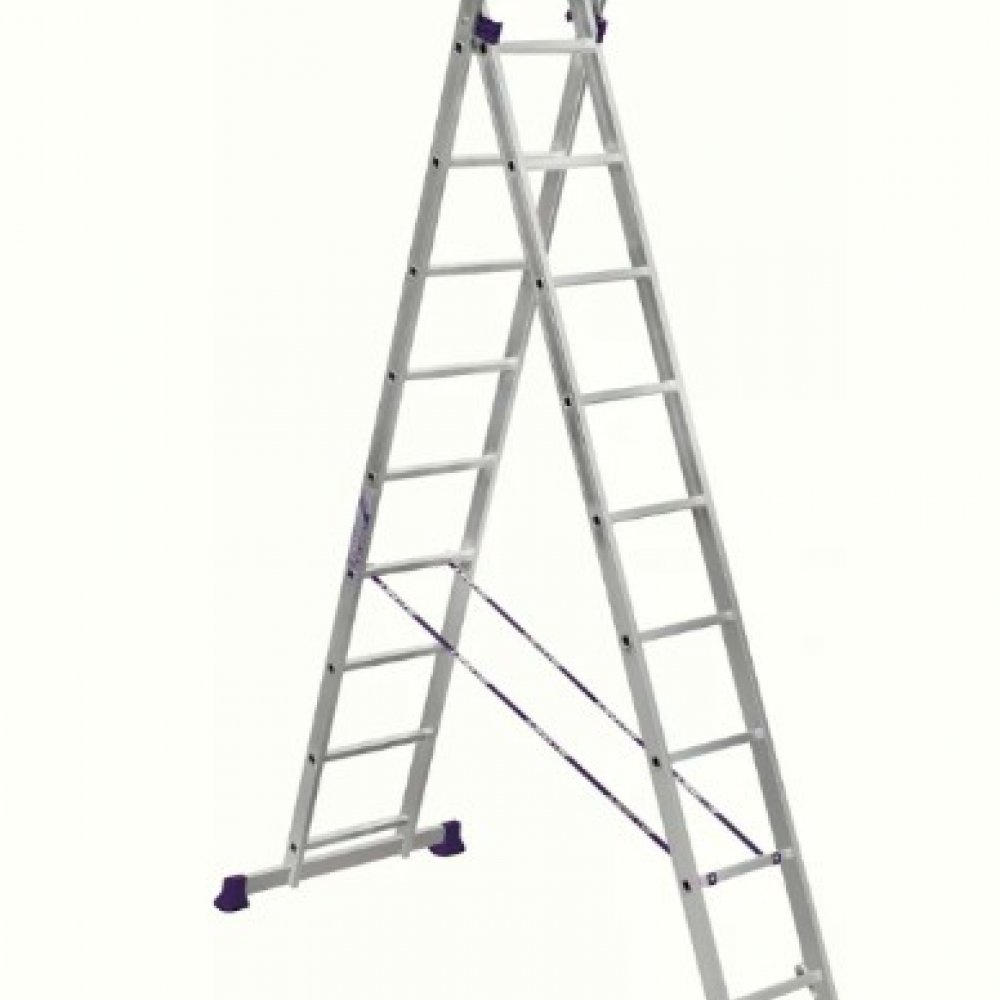 Лестница 2х9 ступеней алюминиевая 