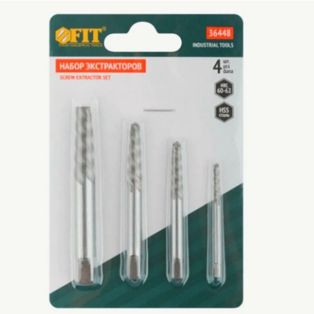 Набор экстракторов Профи HSS сталь 4шт Фит 36448
