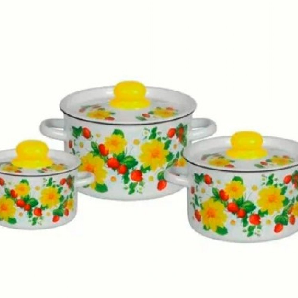 Набор кастрюль 3 предмета Земляника 1,5/2,9/4,5 1с144