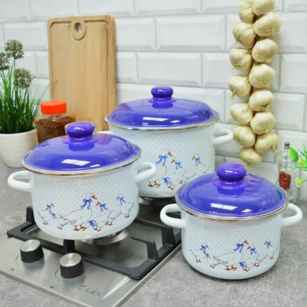 Набор кастрюль эмаль Гуси 2/3/5.5л 6КВ191М