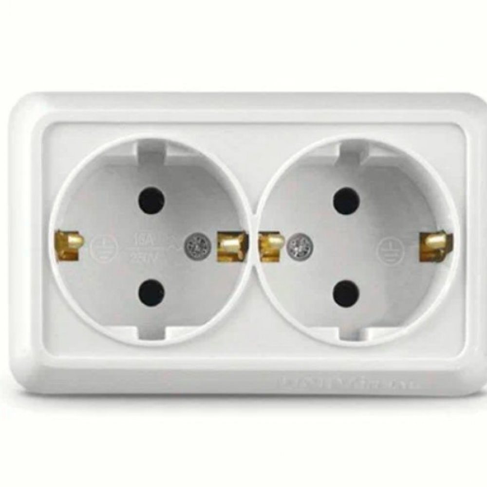 Розетка 2м Олимп с/з наружная