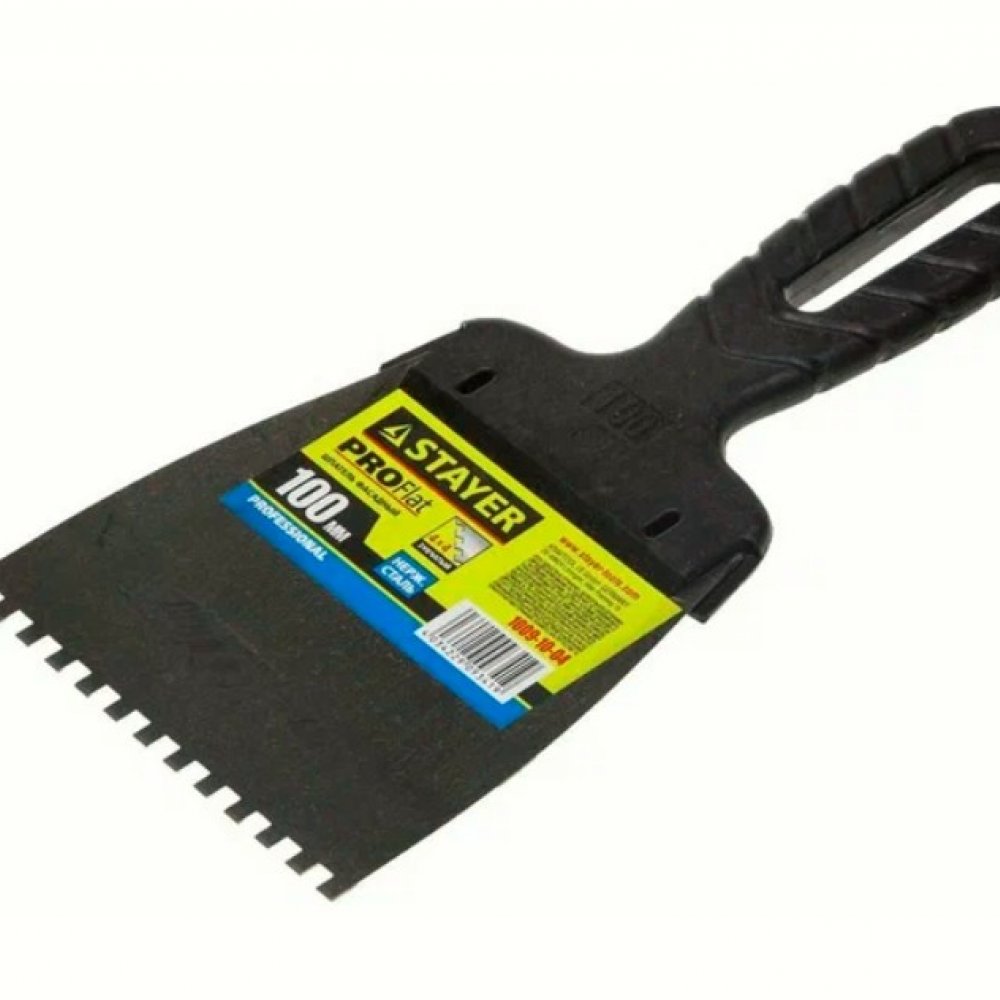 Шпатель фасадный зубчатый 100мм (4х4) СТАЕР 1009-10-04
