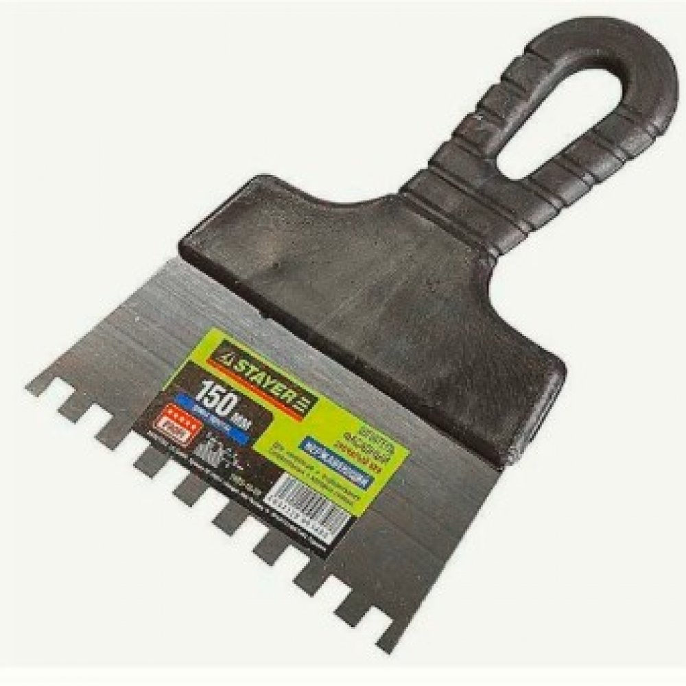 Шпатель фасадный зубчатый 150мм (10х10) СТАЕР 1009-15-10