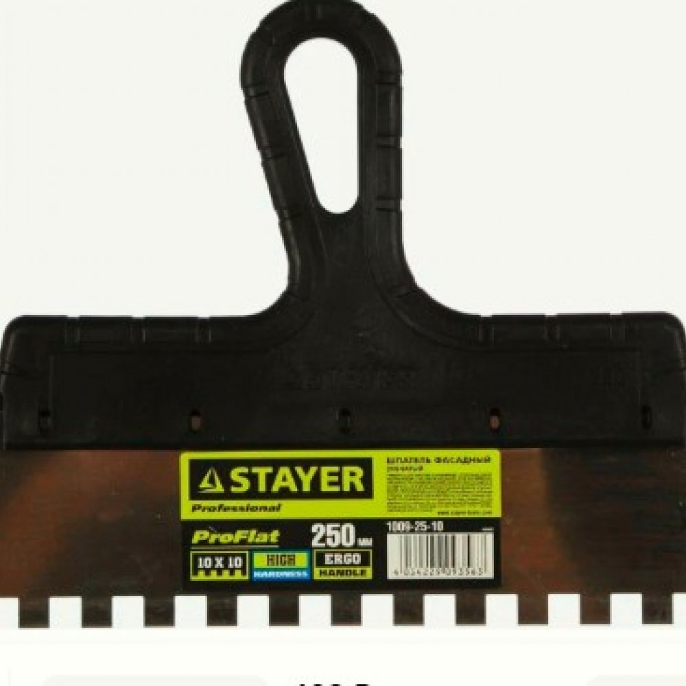Шпатель фасадный зубчатый 250мм (10х10) СТАЕР 1009-25-10