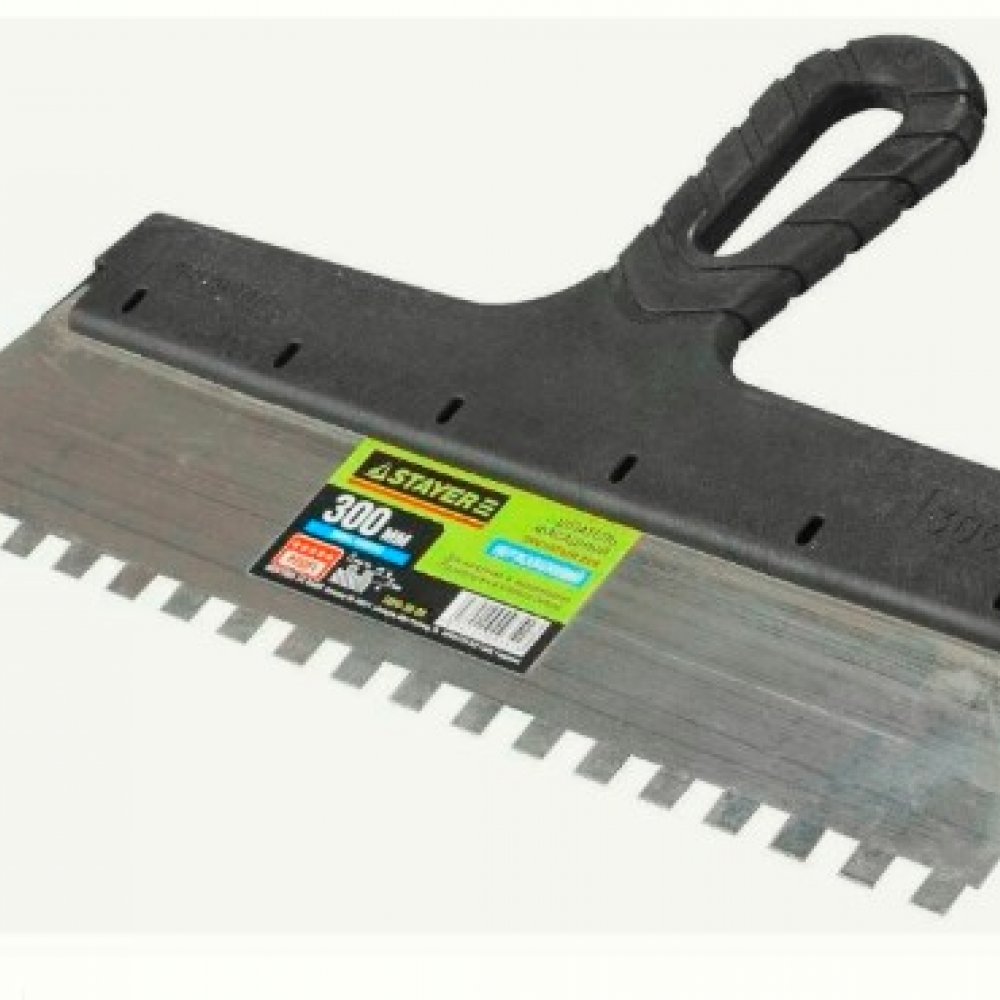 Шпатель фасадный зубчатый 300мм (8х8) СТАЕР 1009-30-08