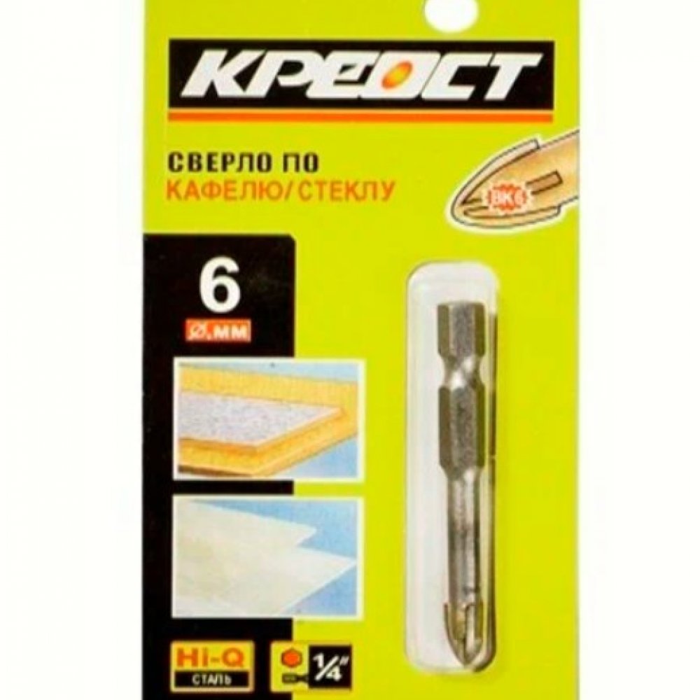 Сверло по кафелю и стеклу 6мм КРЕОСТ 7162006