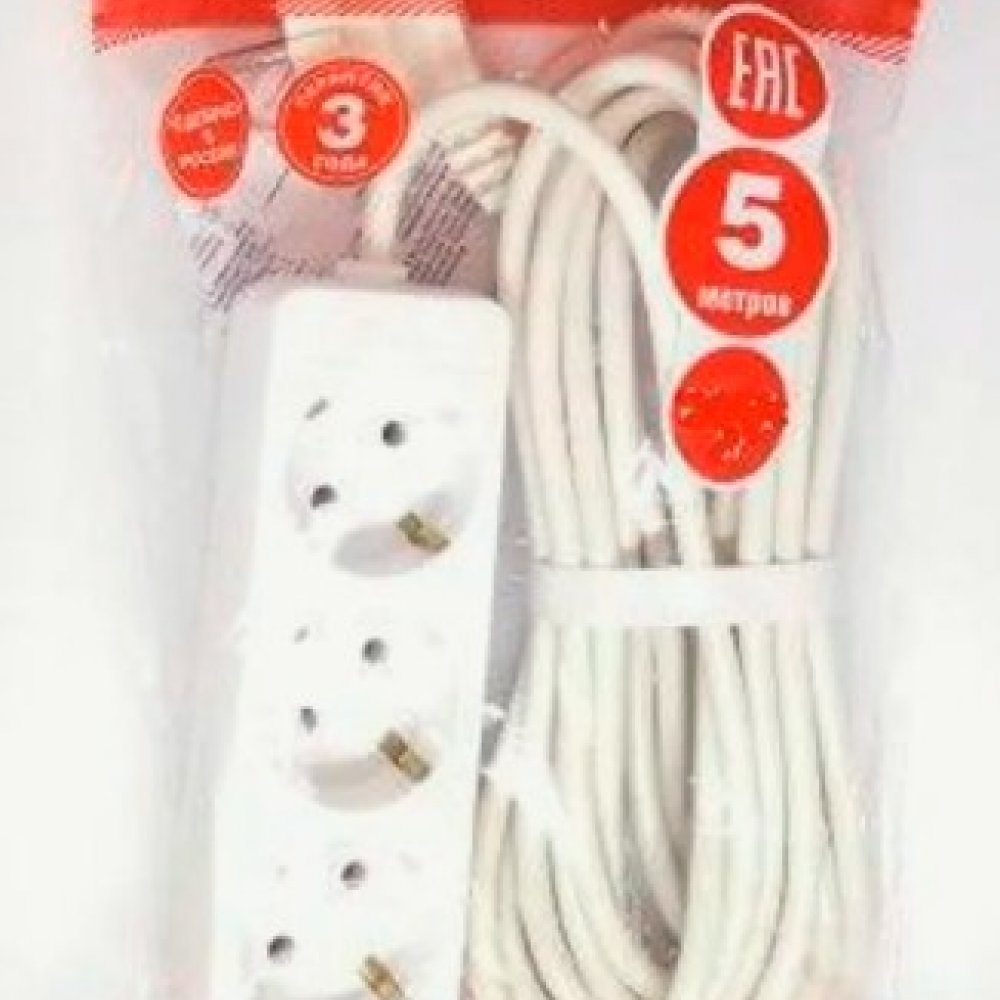 Удлинитель ТМ СОЮЗ 3*5м с/з 3500Вт с выключателем